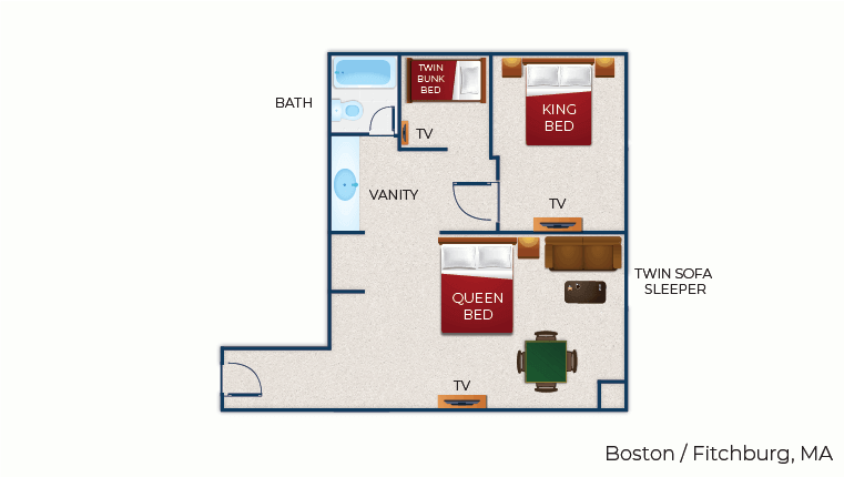 The floor plan for the Royal Wolf Den Suite